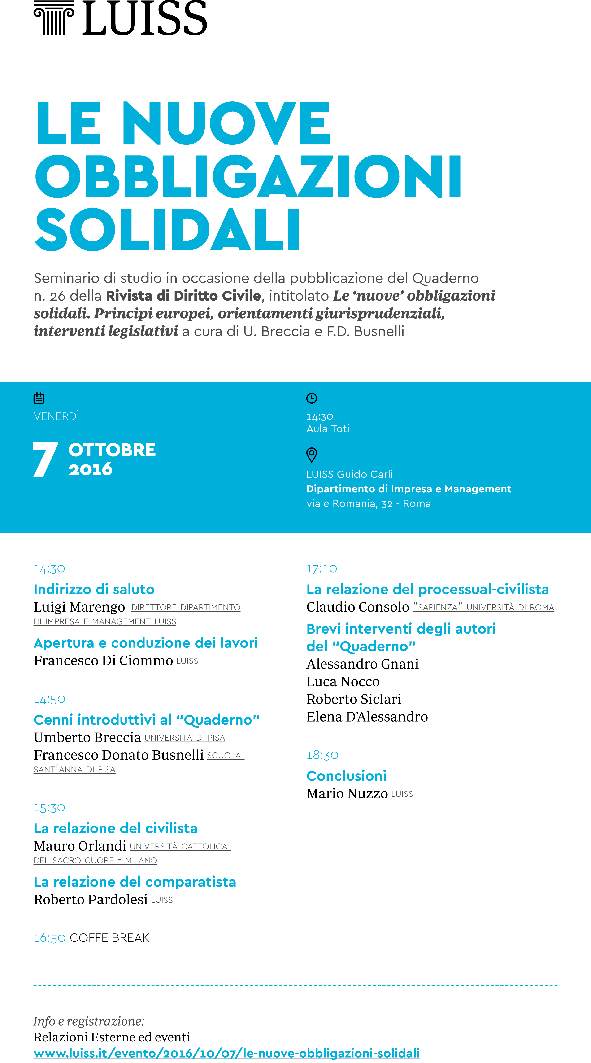 Le nuove obbligazioni solidali. Roma, 7 ottobre 2016